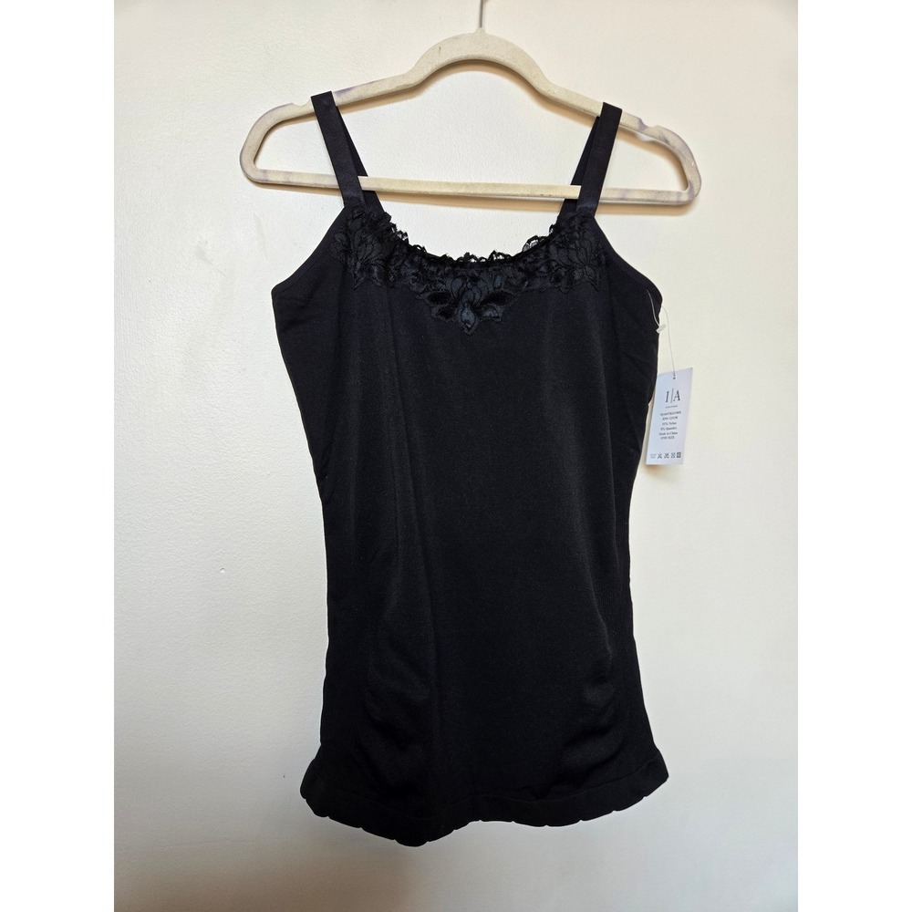 Icon Apparel Womens Black Lace Trim Seamless Tank Top Camisole TK61190X